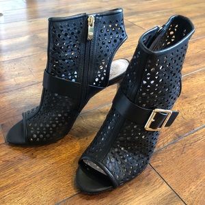 Vince Camuto Black Caged Zip Up Heeled Sandals